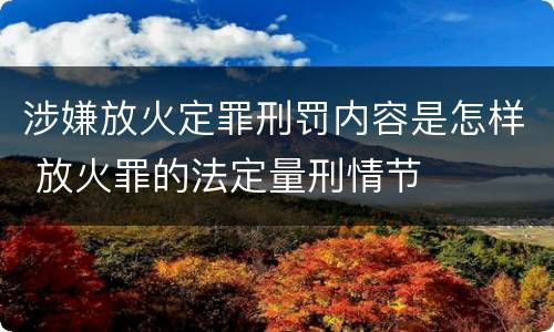 涉嫌放火定罪刑罚内容是怎样 放火罪的法定量刑情节