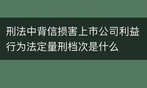 刑法中背信损害上市公司利益行为法定量刑档次是什么