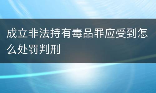 成立非法持有毒品罪应受到怎么处罚判刑