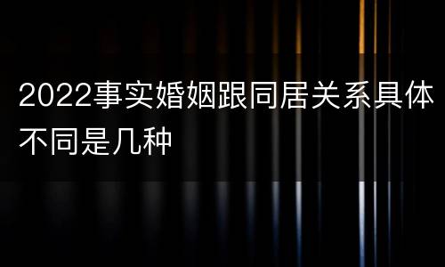 2022事实婚姻跟同居关系具体不同是几种