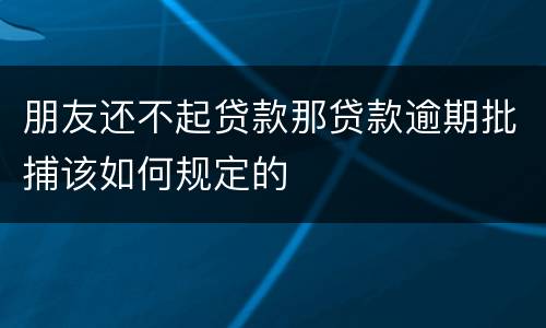 朋友还不起贷款那贷款逾期批捕该如何规定的