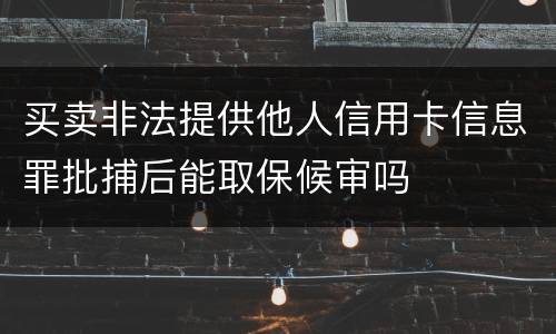 买卖非法提供他人信用卡信息罪批捕后能取保候审吗