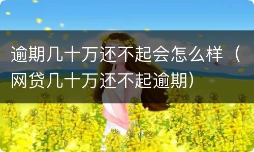 逾期几十万还不起会怎么样（网贷几十万还不起逾期）