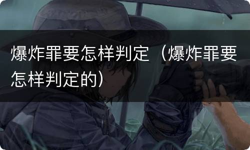 爆炸罪要怎样判定（爆炸罪要怎样判定的）