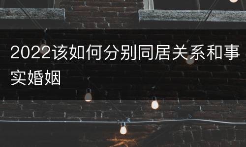 2022该如何分别同居关系和事实婚姻