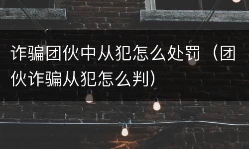 诈骗团伙中从犯怎么处罚（团伙诈骗从犯怎么判）