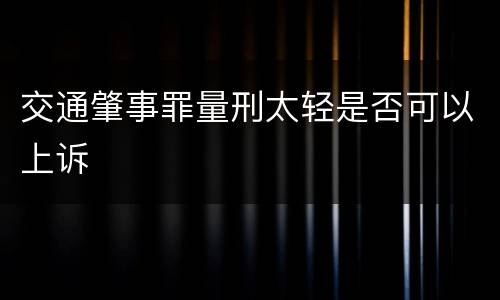 交通肇事罪量刑太轻是否可以上诉