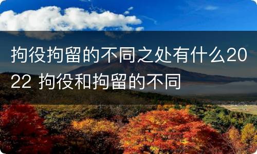 拘役拘留的不同之处有什么2022 拘役和拘留的不同