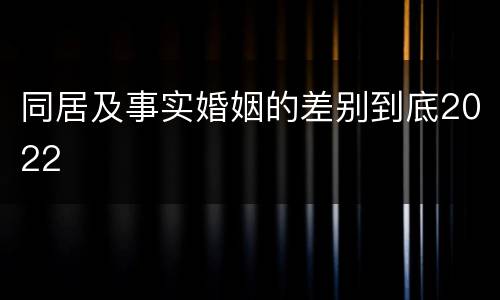 同居及事实婚姻的差别到底2022