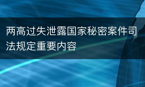 两高过失泄露国家秘密案件司法规定重要内容