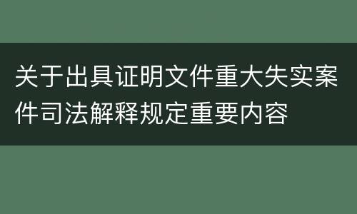 关于出具证明文件重大失实案件司法解释规定重要内容