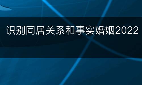 识别同居关系和事实婚姻2022