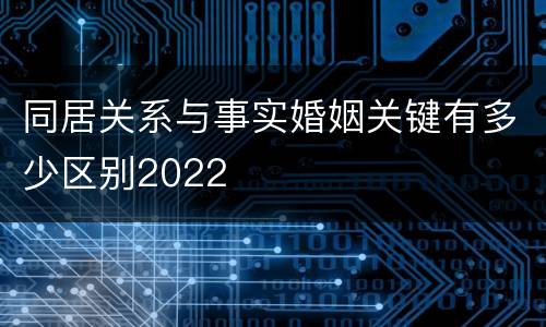 同居关系与事实婚姻关键有多少区别2022
