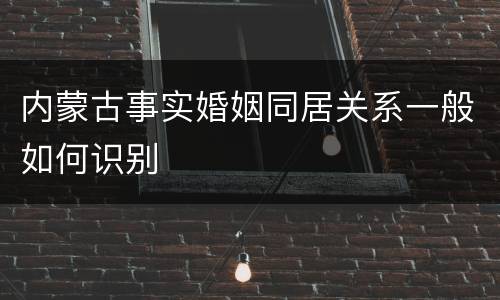 内蒙古事实婚姻同居关系一般如何识别