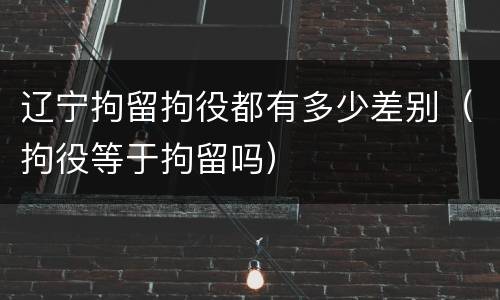 辽宁拘留拘役都有多少差别（拘役等于拘留吗）