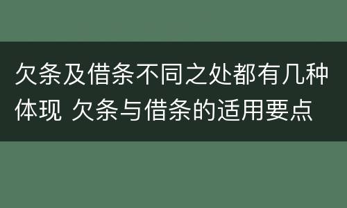 欠条及借条不同之处都有几种体现 欠条与借条的适用要点