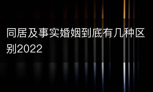 同居及事实婚姻到底有几种区别2022