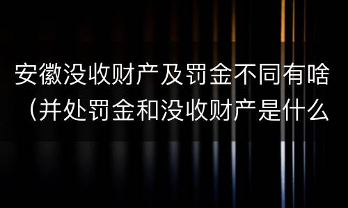 安徽没收财产及罚金不同有啥（并处罚金和没收财产是什么意思）