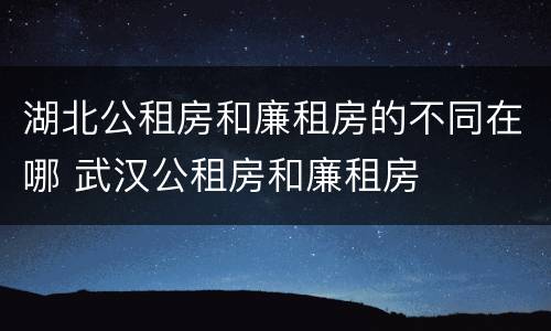 湖北公租房和廉租房的不同在哪 武汉公租房和廉租房
