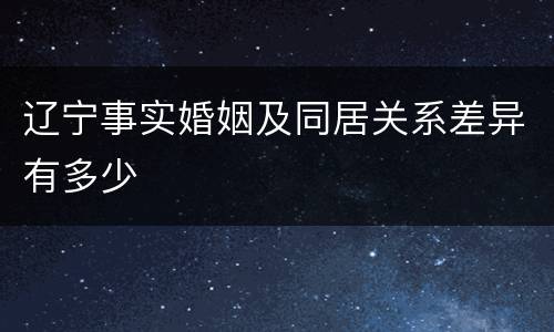 辽宁事实婚姻及同居关系差异有多少