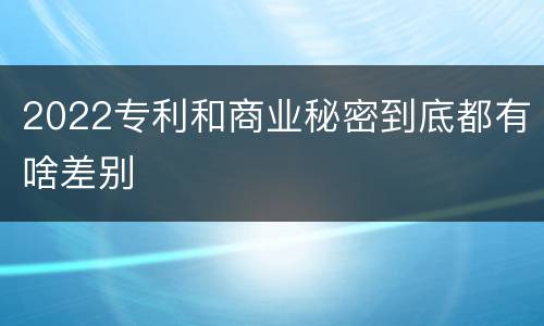 2022专利和商业秘密到底都有啥差别