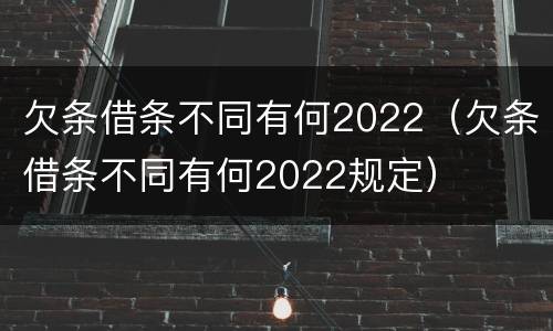 欠条借条不同有何2022（欠条借条不同有何2022规定）
