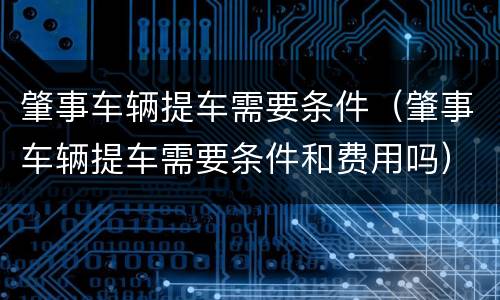 肇事车辆提车需要条件（肇事车辆提车需要条件和费用吗）