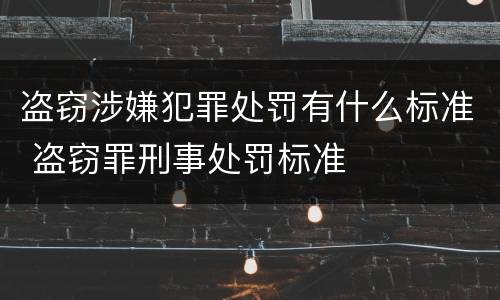 盗窃涉嫌犯罪处罚有什么标准 盗窃罪刑事处罚标准
