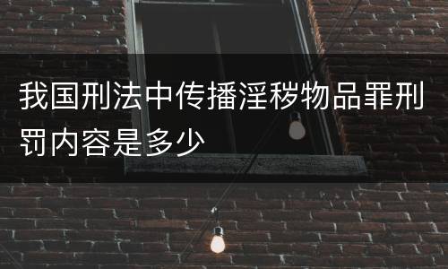 我国刑法中传播淫秽物品罪刑罚内容是多少