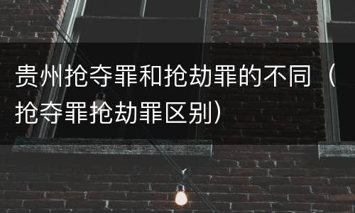 贵州抢夺罪和抢劫罪的不同（抢夺罪抢劫罪区别）