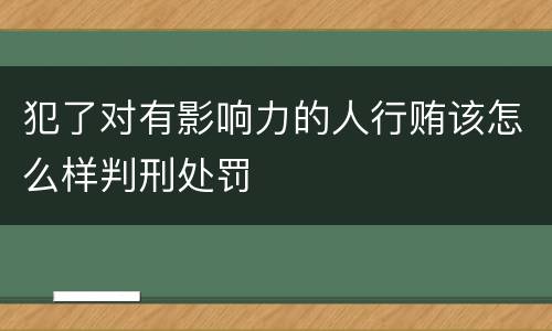 犯了对有影响力的人行贿该怎么样判刑处罚