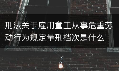 刑法关于雇用童工从事危重劳动行为规定量刑档次是什么