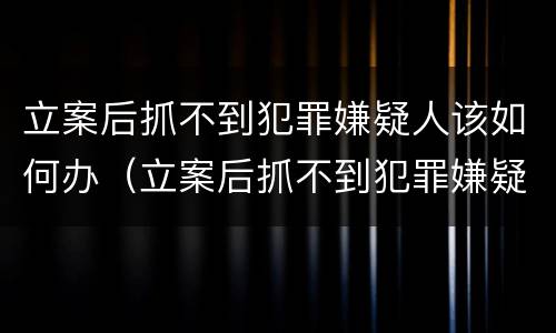 立案后抓不到犯罪嫌疑人该如何办（立案后抓不到犯罪嫌疑人该如何办理）