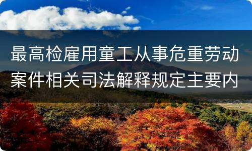 最高检雇用童工从事危重劳动案件相关司法解释规定主要内容是什么