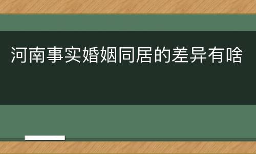 河南事实婚姻同居的差异有啥