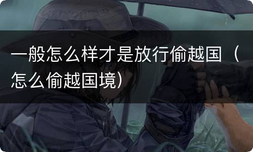 一般怎么样才是放行偷越国（怎么偷越国境）