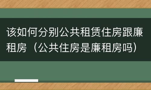 该如何分别公共租赁住房跟廉租房（公共住房是廉租房吗）