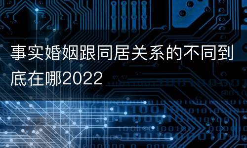 事实婚姻跟同居关系的不同到底在哪2022