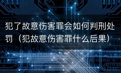 犯了故意伤害罪会如何判刑处罚（犯故意伤害罪什么后果）