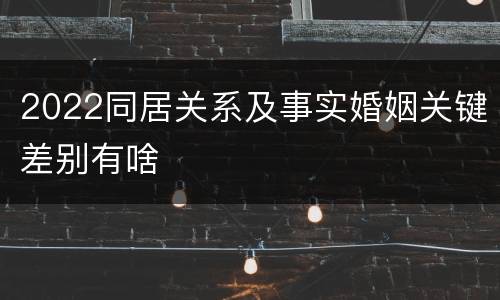 2022同居关系及事实婚姻关键差别有啥