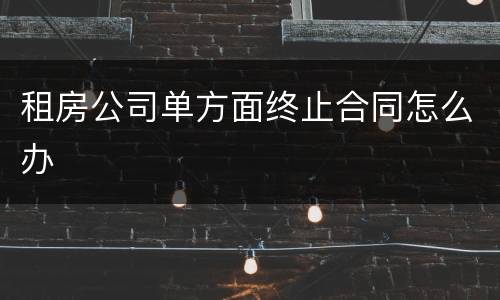 租房公司单方面终止合同怎么办