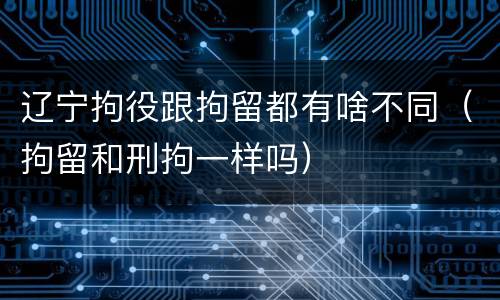 辽宁拘役跟拘留都有啥不同（拘留和刑拘一样吗）