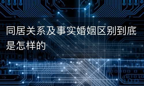 同居关系及事实婚姻区别到底是怎样的