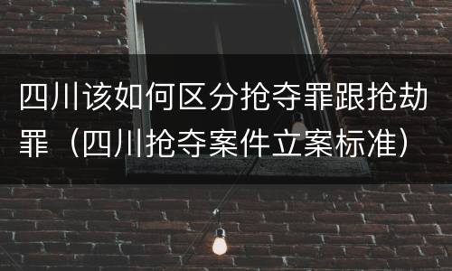 四川该如何区分抢夺罪跟抢劫罪（四川抢夺案件立案标准）