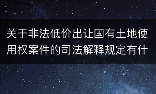 关于非法低价出让国有土地使用权案件的司法解释规定有什么主要内容