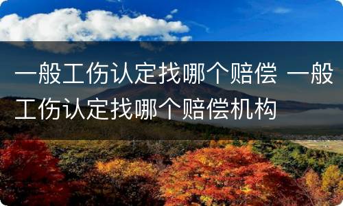 一般工伤认定找哪个赔偿 一般工伤认定找哪个赔偿机构
