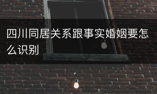 四川同居关系跟事实婚姻要怎么识别
