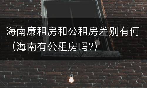 海南廉租房和公租房差别有何（海南有公租房吗?）