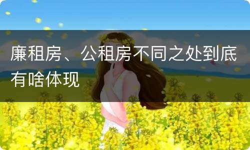 廉租房、公租房不同之处到底有啥体现