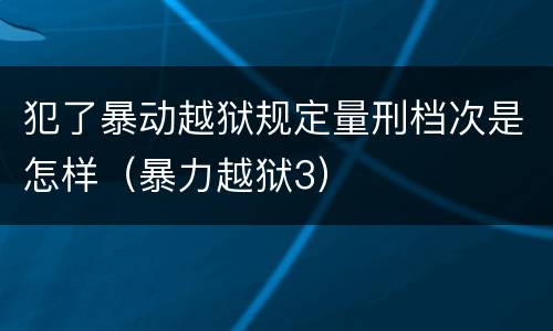 犯了暴动越狱规定量刑档次是怎样（暴力越狱3）